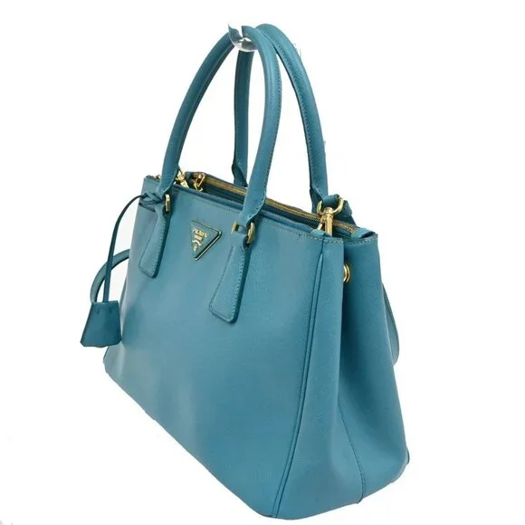 PRADA MILANO Logo 2Way Shoulder Hand Bag Saffiano Leather Blue GHW 12TA271 - Picture 2 of 16